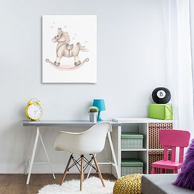 Stupell Home Decor Pink Rocking Horse Kids Nursery Canvas Wall Art