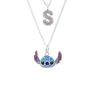 Disney's Lilo & Stitch Fine Silver Plated Crystal Enamel Pendant Necklace Duo Set