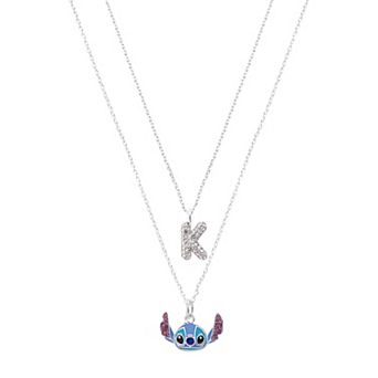 Disney's Lilo & Stitch Fine Silver Plated Crystal Enamel Pendant Necklace Duo Set