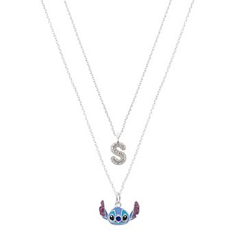 Disney's Lilo & Stitch Fine Silver Plated Crystal Enamel Pendant Necklace Duo Set