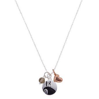 Disney's Nightmare Before Christmas Silver Plated Coin & Heart Charm Pendant Necklace