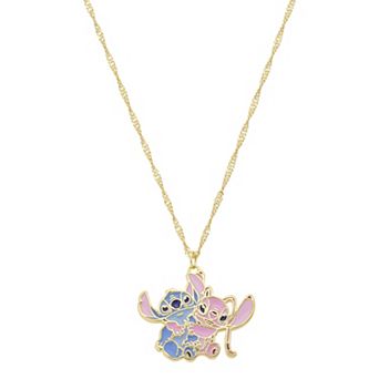 Disney's Lilo & Stitch 14k Gold Flash Plated Stitch & Angel Pendant Necklace