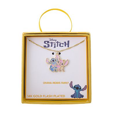 Disney's Lilo & Stitch 14k Gold Flash Plated Stitch & Angel Pendant Necklace