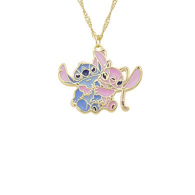 Disney's Lilo & Stitch 14k Gold Flash Plated Stitch & Angel Pendant Necklace