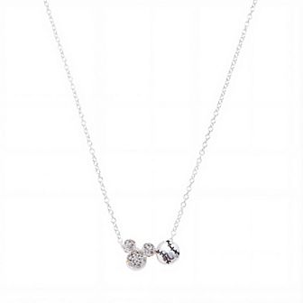 Disney's Mickey Mouse Fine Silver Plated Cubic Zirconia Slider & Baseball Slider Necklace