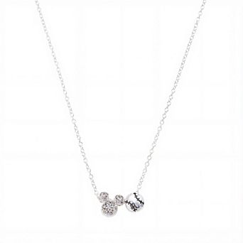 Disney's Mickey Mouse Fine Silver Plated Cubic Zirconia Slider & Baseball Slider Necklace