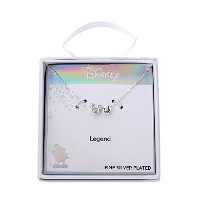Disney's Mickey Mouse Fine Silver Plated CZ Slider & Baseball Slider Necklace