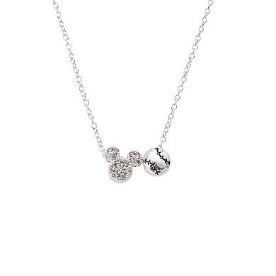 Disney's Mickey Mouse Fine Silver Plated CZ Slider & Baseball Slider Necklace