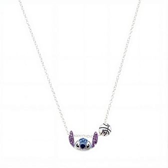 Disney's Lilo & Stitch Fine Silver Plated Crystal Slider Necklace & Basketball Charm