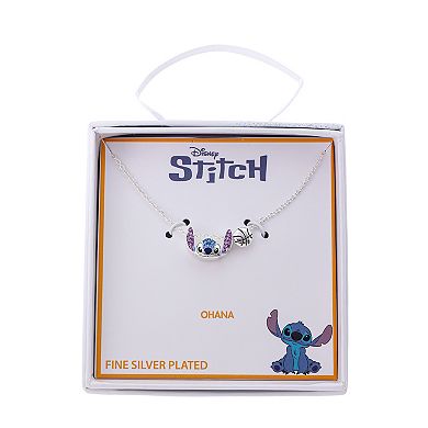 Disney's Lilo & Stitch Fine Silver Plated Crystal Slider Necklace & Basketball Charm