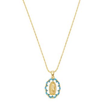 Gratitude & Grace 14k Gold Flash Plated Virgin Mary Pendant Necklace