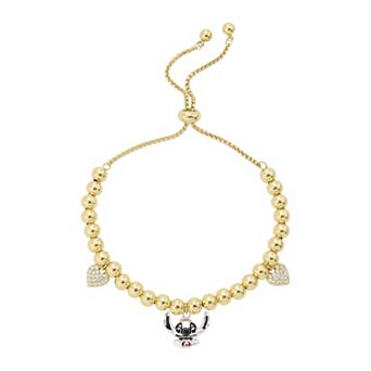 Disney's Lilo & Stitch Fine Silver Plated Cubic Zirconia Hearts & Lilo Charm Bolo Bracelet