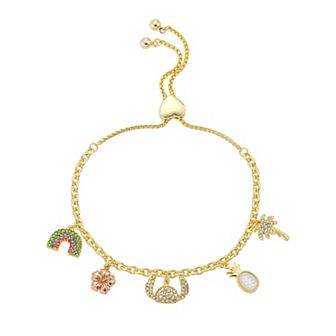 Disney's Lilo & Stitch Charm Bolo Bracelet With Pineapple & Rainbow Crystals