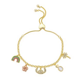 Disney's Lilo & Stitch Charm Bolo Bracelet With Pineapple & Rainbow Crystals