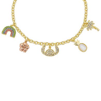 Disney's Lilo & Stitch Charm Bolo Bracelet With Pineapple & Rainbow Crystals