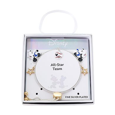 Disney's Mickey Mouse Fine Silver Plated Cubic Zirconia Star & Baseball Charm Bolo Bracelet