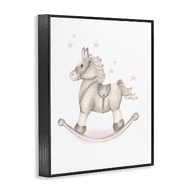 Stupell Home Decor Pink Rocking Horse Kids Nursery Framed Giclee Wall Art