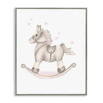 Stupell Home Decor Pink Rocking Horse Kids Nursery Framed Giclee Wall Art