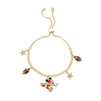 Disney's Mickey Mouse 14k Gold Flash Plated Football & Star Bolo Charm Bracelet