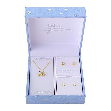 Gratitude & Grace Girls 3-pc. Cubic Zirconia Cross & Heart Pendant Necklace & Earring Set
