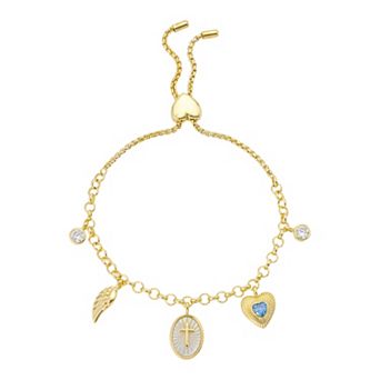 Gratitude & Grace 14k Gold Plated Mother-of-Pearl Charm Adjustable Bracelet