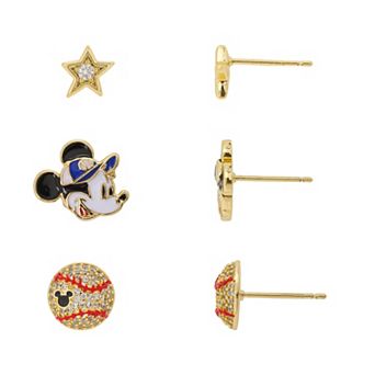 Disney's Mickey Mouse Cubic Zirconia Star & Baseball Earring Trio Set