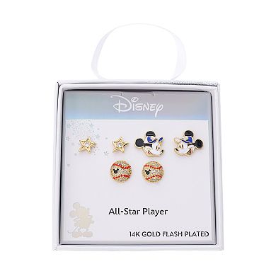 Disney's Mickey Mouse Cubic Zirconia Star & Baseball Earring Trio Set