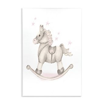 Stupell Home Decor Pink Rocking Horse Kids Nursery Plaque Wall Art