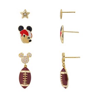 Disney's Mickey Mouse Cubic Zirconia Star & Football Earring Trio Set