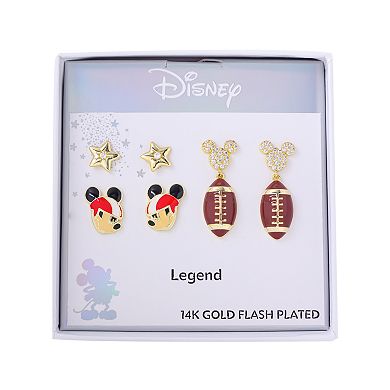 Disney's Mickey Mouse Cubic Zirconia Star & Football Earring Trio Set