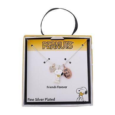 Peanuts Snoopy & Woodstock "Give Me A Hug" Charm Pendant Necklace
