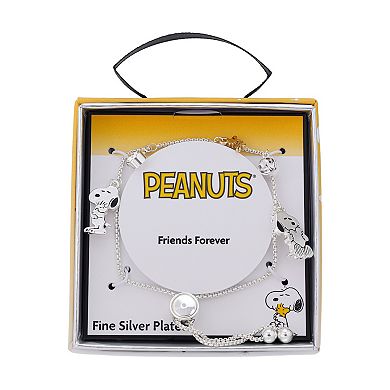Peanuts Snoopy & Woodstock Crystal Bezel Charm Bolo Bracelet