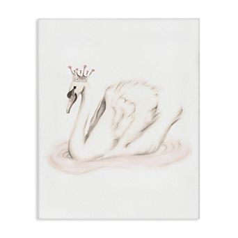 Stupell Home Decor Swan Princess Wearing Pink Crown Canvas Wall Art