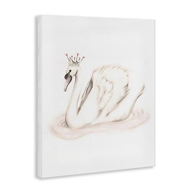 Stupell Home Decor Swan Princess Wearing Pink Crown Canvas Wall Art