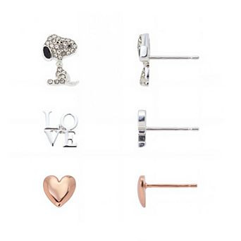 Peanuts Snoopy Love & Heart Earring Trio Set