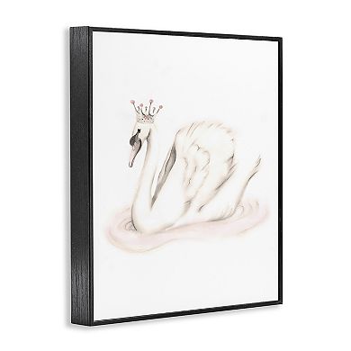 Stupell Home Decor Swan Princess Wearing Pink Crown Framed Giclee Wall Art
