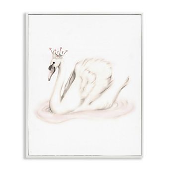 Stupell Home Decor Swan Princess Wearing Pink Crown Framed Giclee Wall Art