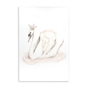 Stupell Home Decor Swan Princess Wearing Pink Crown Plaque Wall Art