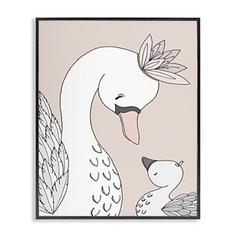 Stupell Home Decor Mother & Baby Swan Flower Crowns Framed Giclee Wall Art