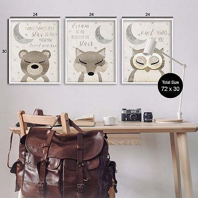 Stupell Home Decor Nighttime Animals & Lullabies Framed Wall Art 3-pc. Set