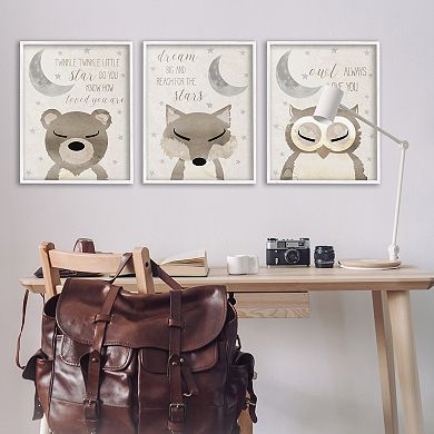 Stupell Home Decor Nighttime Animals & Lullabies Framed Wall Art 3-pc. Set