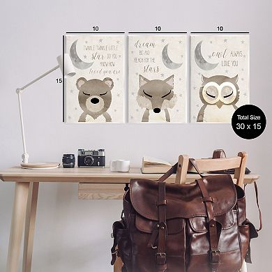 Stupell Home Decor Nighttime Animals & Lullabies Plaque Wall Art 3-pc. Set