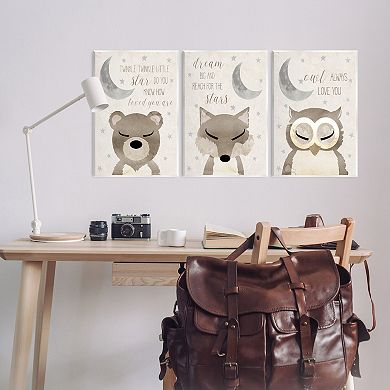 Stupell Home Decor Nighttime Animals & Lullabies Plaque Wall Art 3-pc. Set