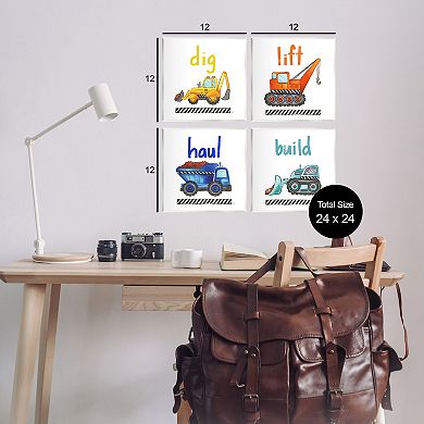 Stupell Home Decor Kids Construction Truck Vehicles Phrase Plaque Wall Art 4-pc. Set