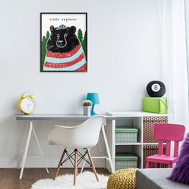 Stupell Home Decor Children's Black Bear Crayon Sketch Framed Wall Art