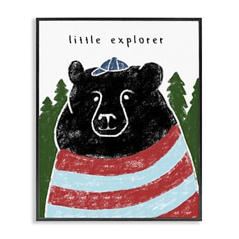Stupell Home Decor Children's Black Bear Crayon Sketch Framed Wall Art