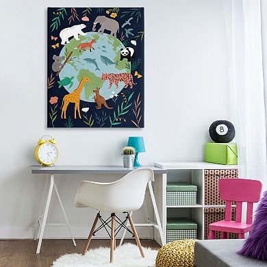 Stupell Home Decor Jungle Animals and Floral Border Canvas Wall Art