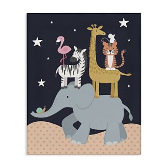 Stupell Home Decor Starry Night Sky Safari Animals Canvas Wall Art