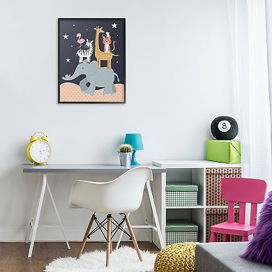 Stupell Home Decor Starry Night Sky Safari Animals Framed Wall Art