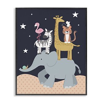 Stupell Home Decor Starry Night Sky Safari Animals Framed Wall Art